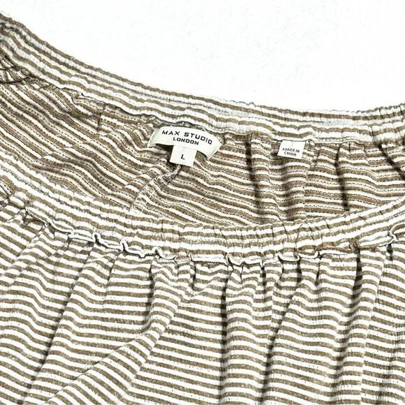 Max Studio London Womens Crop Top Blouse 3/4 Length Long Sleeve Stripe Size L - Picture 5 of 6